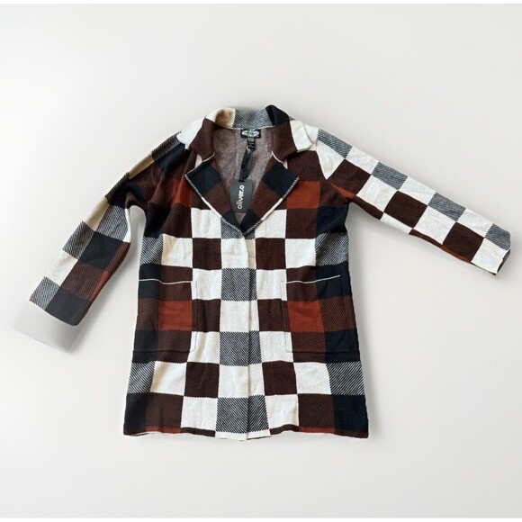 NEW Oliver.O Anthropology Boho Cardigan Fall Coat Sz L Brown White Pumpkin Spice - Picture 1 of 11